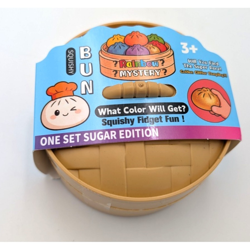 Rainbow Mystery Squishy Bun Toy - Glitter Edition - Golden Glitter Dumpling
